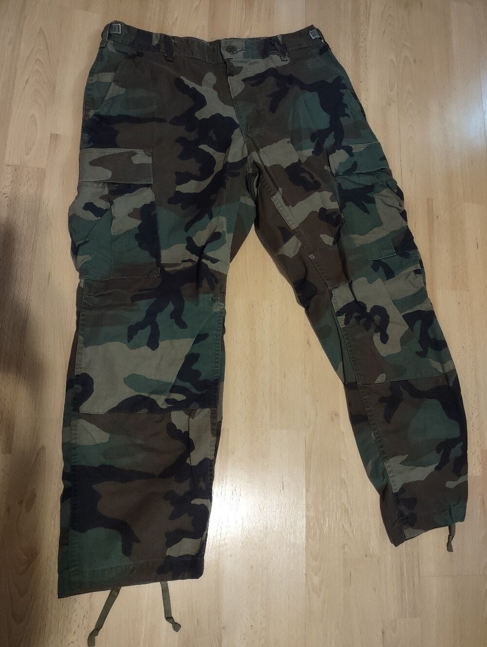 Camouflage Cargo Utility Pants - Green/Brown Camo Cotton-Nylon Blend Military